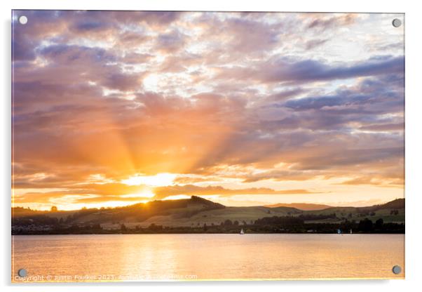 Sunset over Lake Taupo, New Zealand Acrylic by Justin Foulkes
