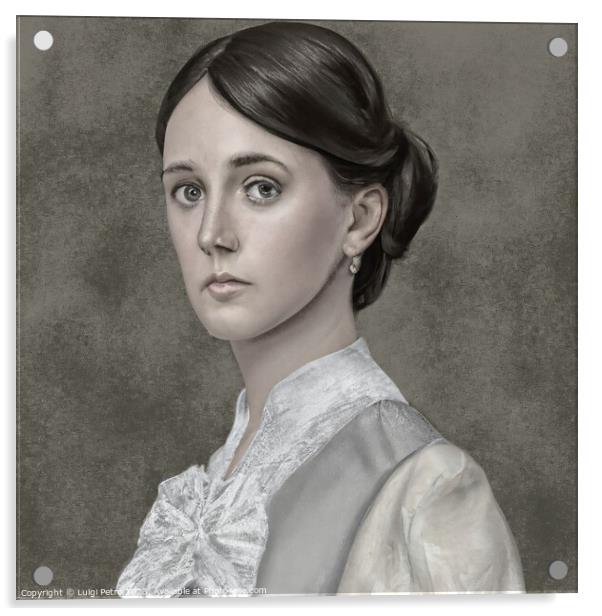 Classic studio portrait of  a Victorian young woma Acrylic by Luigi Petro