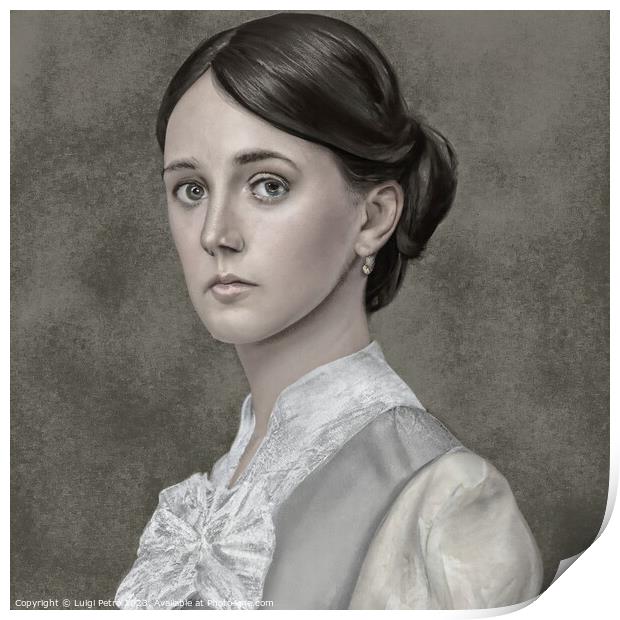 Classic studio portrait of  a Victorian young woma Print by Luigi Petro