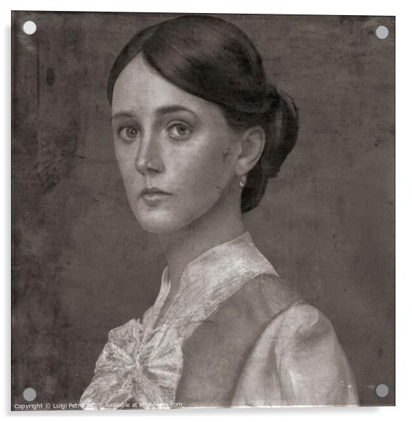 Classic studio portrait of  a Victorian young woma Acrylic by Luigi Petro