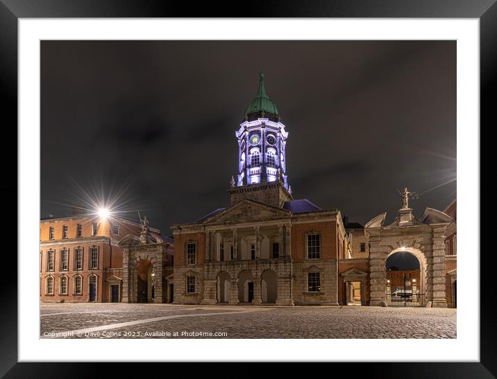Dublin Castle state apartments entrance illuminated, Dublin, Ireland Framed Mounted Print by Dave Collins