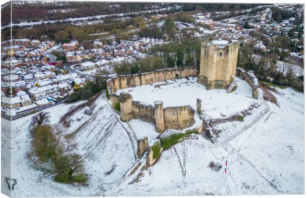 Conisbrough Castle Snow  Canvas Print by Apollo Aerial Photography