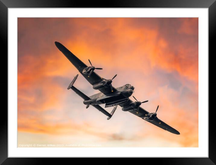  Avro Lancaster Bomber PA474 Sunset Framed Mounted Print by Darren Wilkes