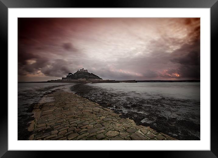 ST MICHAELS MOUNT SUNSET Framed Mounted Print by Anthony R Dudley (LRPS)