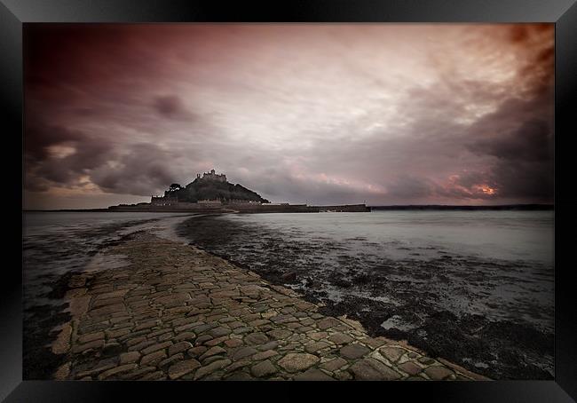 ST MICHAELS MOUNT SUNSET Framed Print by Anthony R Dudley (LRPS)