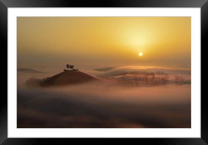 Colmer's Hill Misty Gold Framed Mounted Print by David Neighbour