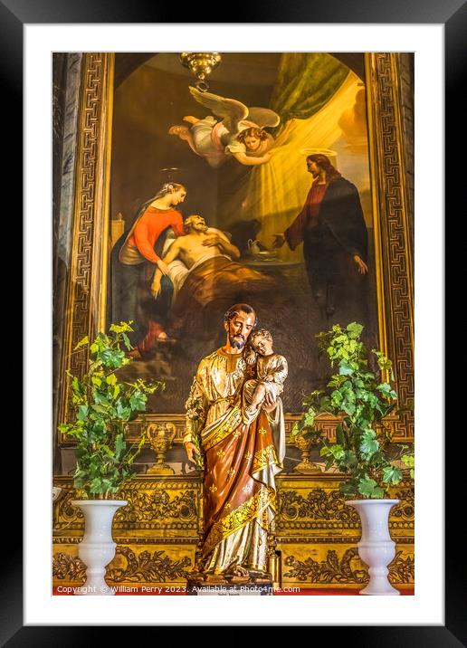 Saint Joseph Statue Painting Cathedral Nice France Framed Mounted Print by William Perry