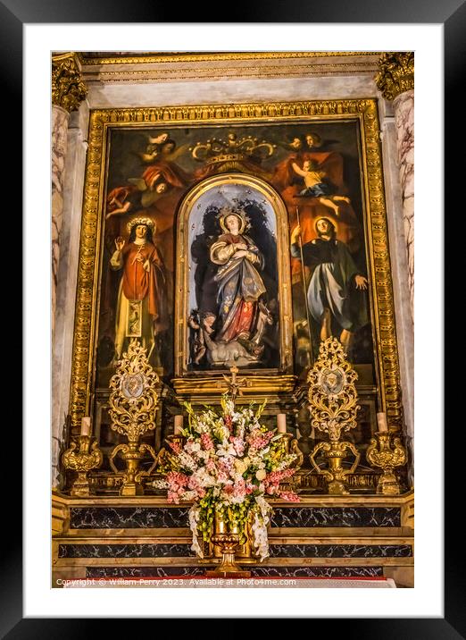 Chapel Saint Rosalie and Virgin Statue Cathedral Nice France Framed Mounted Print by William Perry