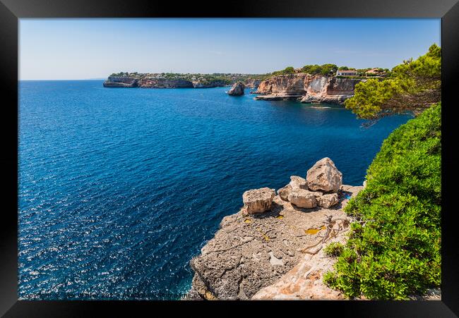 Beautiful island scenery, rocky coast on Majorca Framed Print by Alex Winter