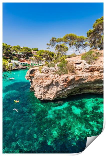 Beautiful seaside of Cala Santanyi bay Print by Alex Winter