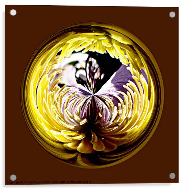 Spherical Paperweight Lobellia Acrylic by Robert Gipson