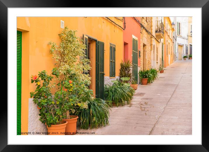 Idyllic street in the old town of Alcudia  Framed Mounted Print by Alex Winter