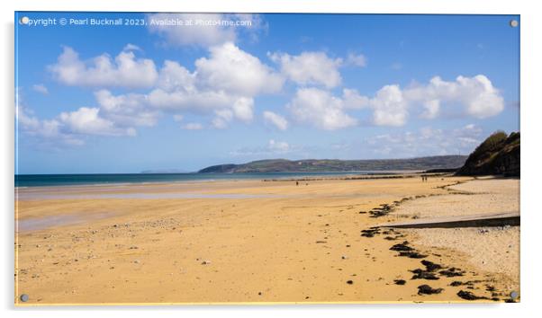 Quiet Anglesey Beach Wales Coast Pano Acrylic by Pearl Bucknall