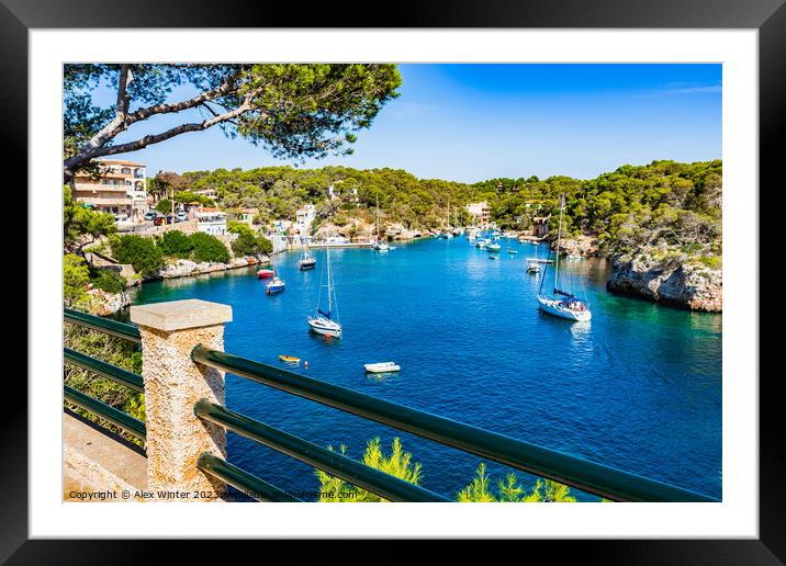 Fishing harbor at Cala Figuera bay Framed Mounted Print by Alex Winter