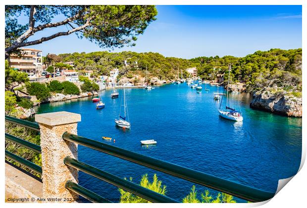 Fishing harbor at Cala Figuera bay Print by Alex Winter