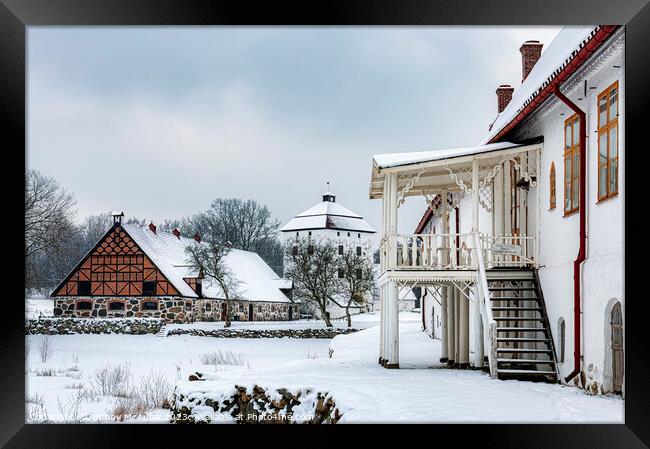 Hovdala Castle Buildings in Winter Framed Print by Antony McAulay