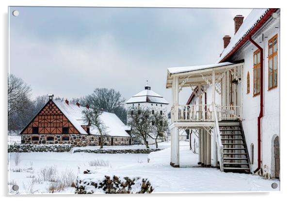 Hovdala Castle Buildings in Winter Acrylic by Antony McAulay