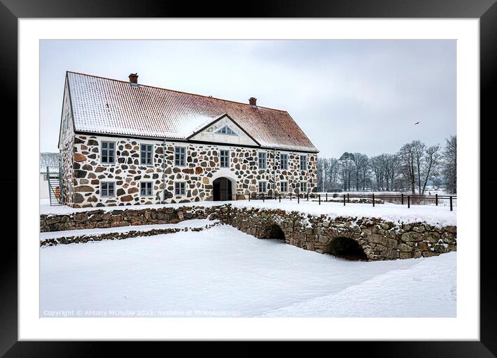 Hovdala Castle in a Winter Wonderland Framed Mounted Print by Antony McAulay