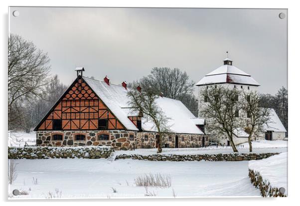 Hovdala Castle in Wintertime Acrylic by Antony McAulay