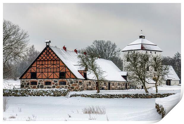 Hovdala Castle in Wintertime Print by Antony McAulay