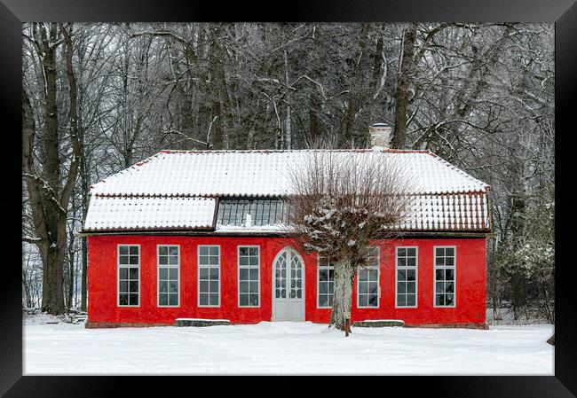 Hovdala Castle Orangery in Winter Framed Print by Antony McAulay