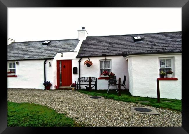 White cottage in Donegal Framed Print by Stephanie Moore