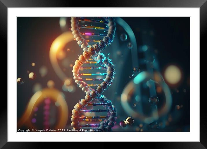 Conceptual spiral dna, artificial. Ai generated. Framed Mounted Print by Joaquin Corbalan