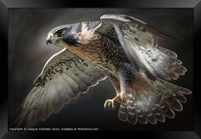 A mighty falcon in flight. AI generated. Framed Print by Joaquin Corbalan