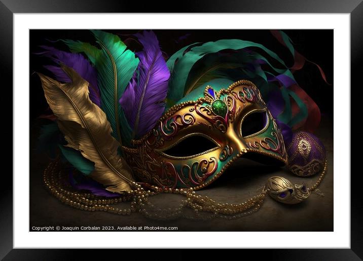 Venetian style carnival mask, very colorful and ornate. Ai gener Framed Mounted Print by Joaquin Corbalan