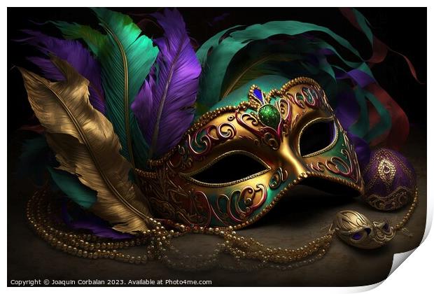 Venetian style carnival mask, very colorful and ornate. Ai gener Print by Joaquin Corbalan
