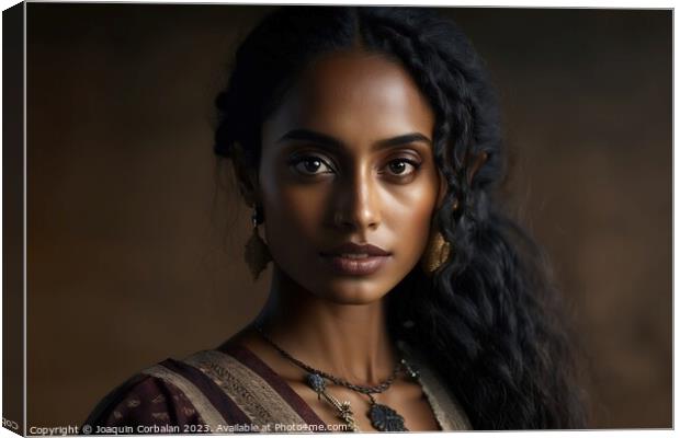Beautiful Mauritanian female model, in studio. AI generated. Canvas Print by Joaquin Corbalan
