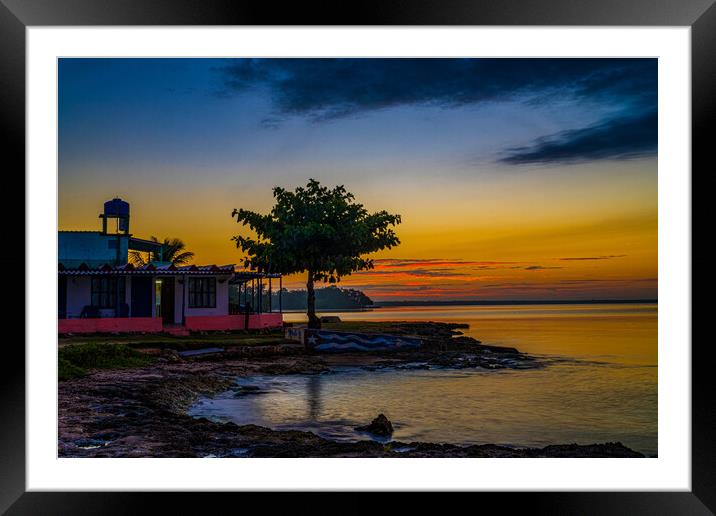 Golden Hour At Playa Larga Framed Mounted Print by Chris Lord