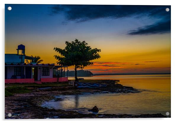 Golden Hour At Playa Larga Acrylic by Chris Lord