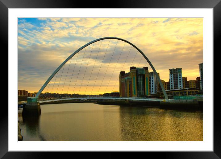 Millennium Bridge Gateshead Sunrise Framed Mounted Print by Steve Smith