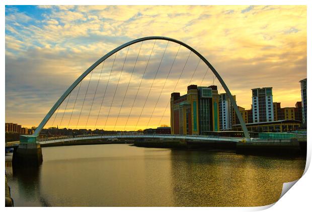 Millennium Bridge Gateshead Sunrise Print by Steve Smith
