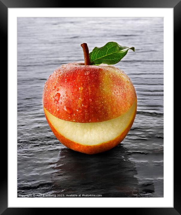 Happy Apple Face Framed Mounted Print by Paul E Williams