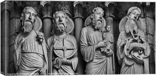 Enigmatic Gothic Statues of Chartres North Porch Canvas Print by Paul E Williams