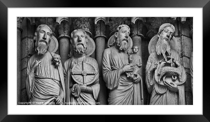Enigmatic Gothic Statues of Chartres North Porch Framed Mounted Print by Paul E Williams