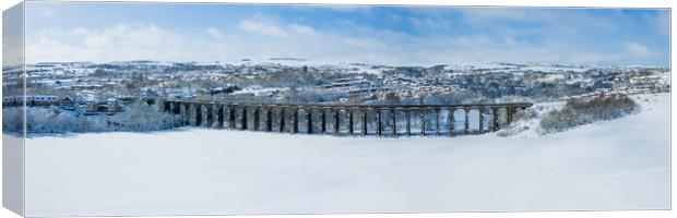 Penistone Viaduct Winter Snow Canvas Print by Apollo Aerial Photography