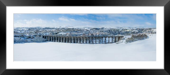 Penistone Viaduct Winter Snow Framed Mounted Print by Apollo Aerial Photography