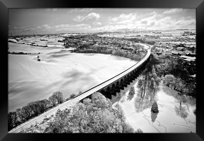 Penistone Viaduct Black and White Framed Print by Apollo Aerial Photography