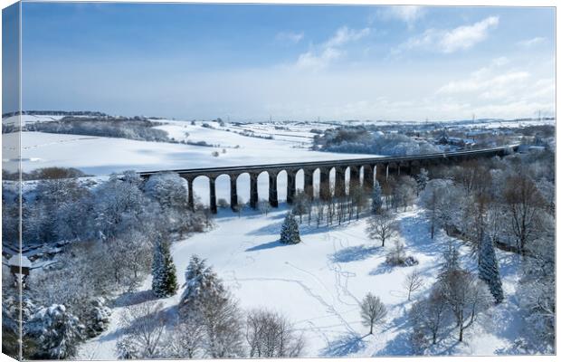 Penistone Viaduct Snow Canvas Print by Apollo Aerial Photography