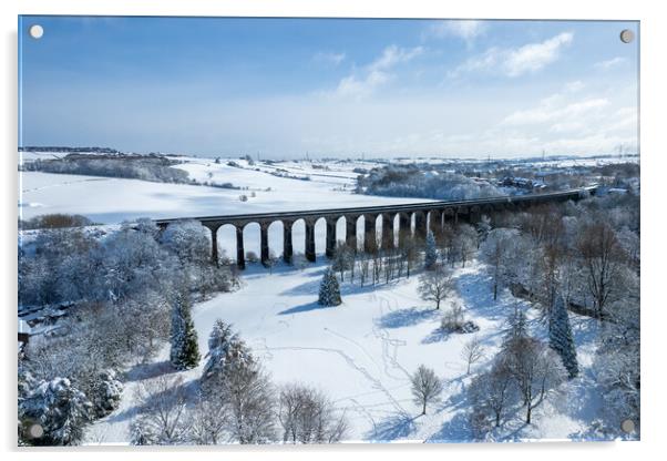 Penistone Viaduct Snow Acrylic by Apollo Aerial Photography