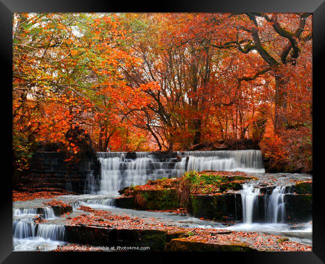 Majestic Autumn Waterfall Framed Print by Les Schofield