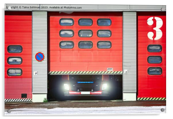 Fire Truck Is Ready To Go  Acrylic by Taina Sohlman