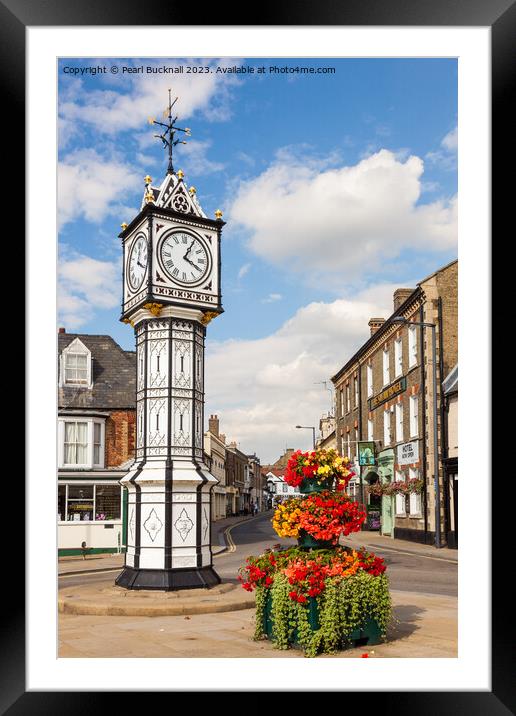 Downham Market Town Clock Norfolk Framed Mounted Print by Pearl Bucknall