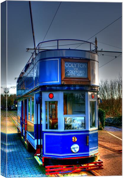 Tram in Colyton Canvas Print by Les Schofield