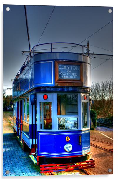 Tram in Colyton Acrylic by Les Schofield