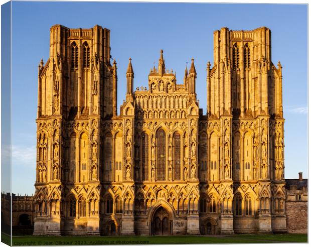 Wells Cathedral in Early Morning Light Canvas Print by Jean Gilmour