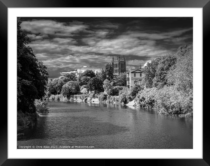 River Wye and Hereford Cathedral Framed Mounted Print by Chris Rose